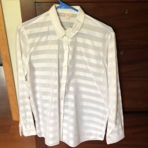 Gap long sleeved white striped shirt